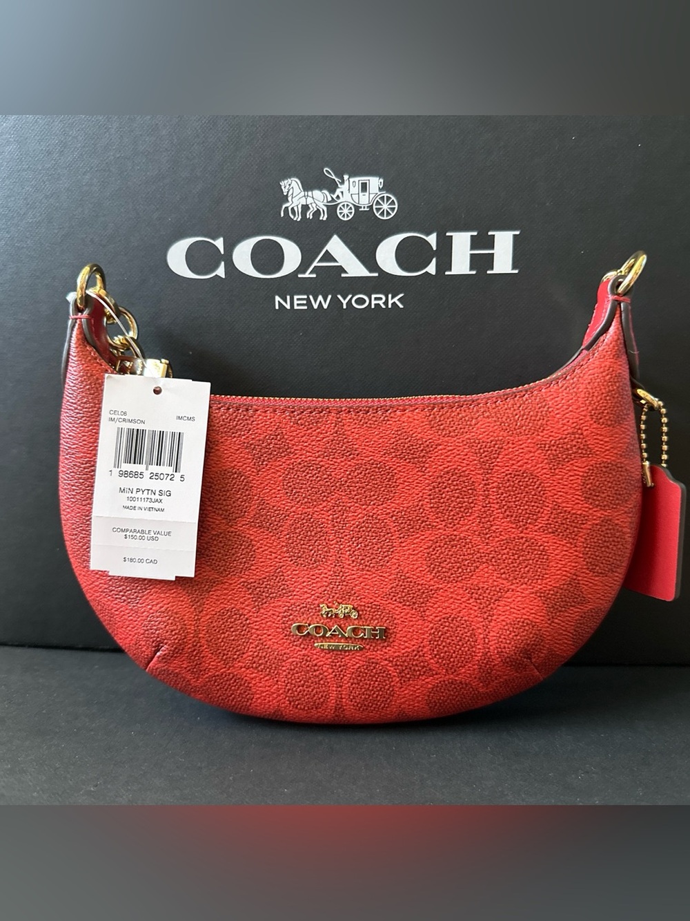 NWT Coach Mini Payton Bag In Signature Canvas ❤️ red ❤️